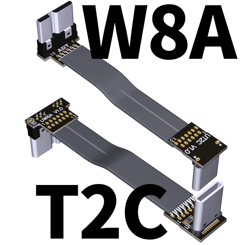 Cable FPC plano corto FPV cinta delgada Micro USB 3,0 90 grados macho a USB-C macho USB-C enchufe hembra para sincronización de carga