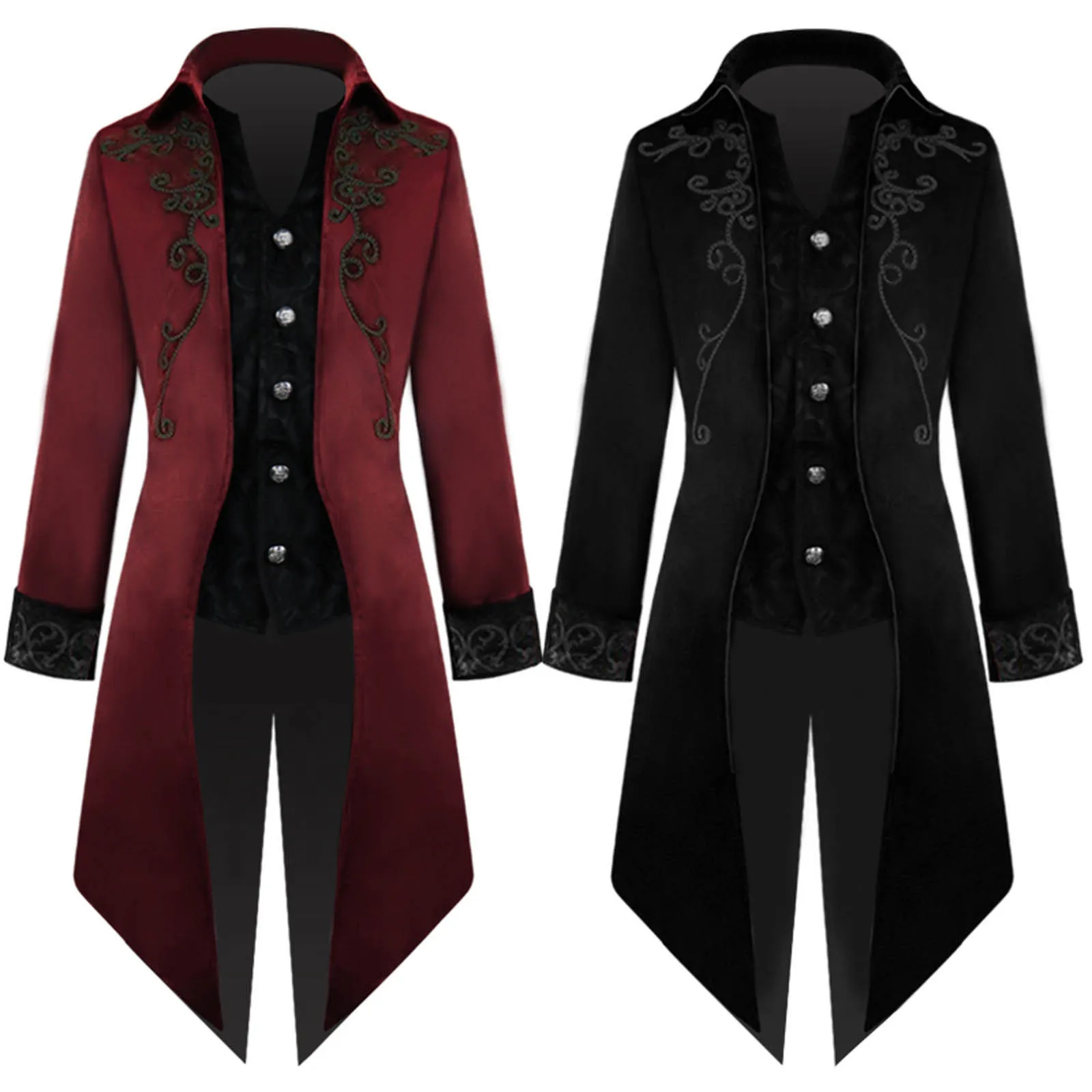 Men's Victorian Jackets Gothic Punk Windbreaker Coat Tuxedo Literary Retro Steampunk Pirate Overcoat Uniform Tailcoat Party