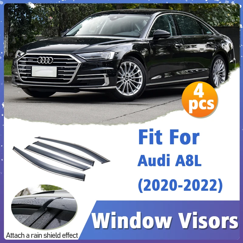 

Оконный козырек для Audi A8L 2020-2022, 4 шт., Вентиляционная крышка, отделка, навесы, защита от солнца, дождя, дефлектор, автоаксессуары