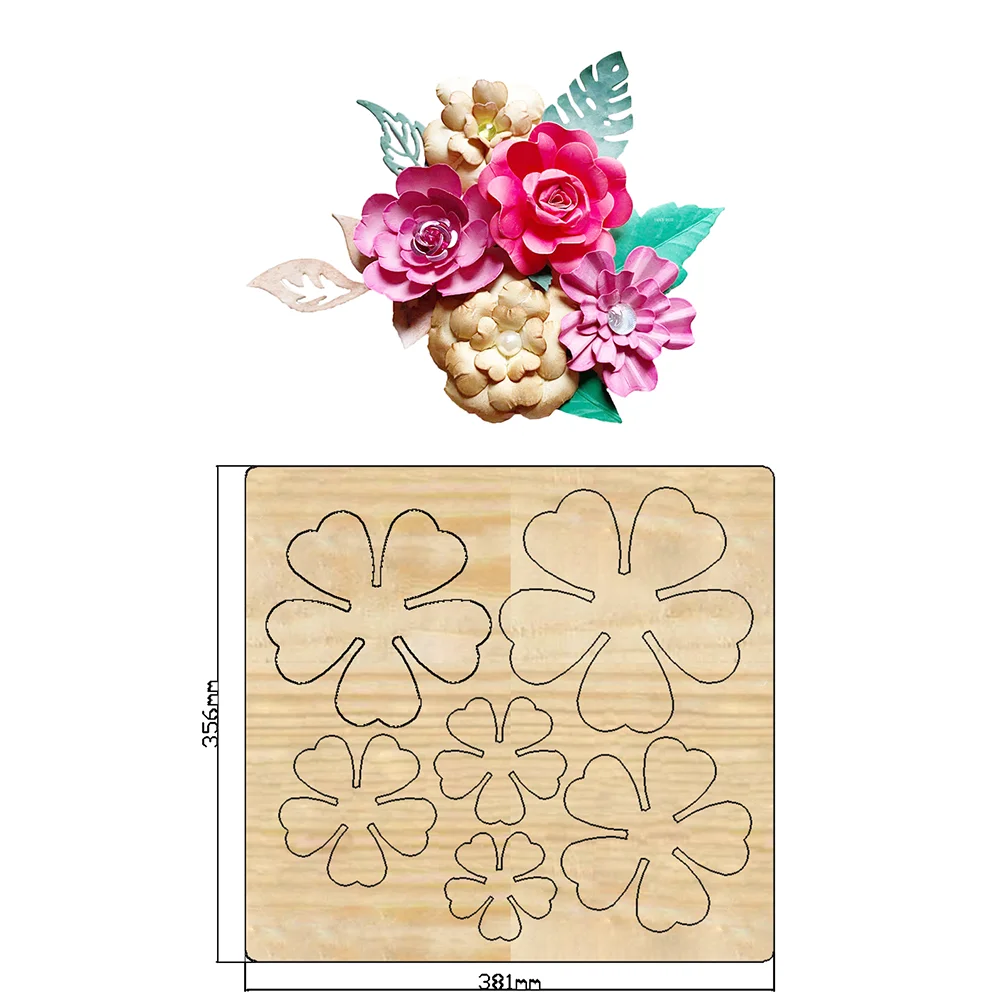 2021 NEW Big Flower Wooden Cutting Dies Christmas Decoration Rose Knife Mold Suitable for Big Die Cutting Machine