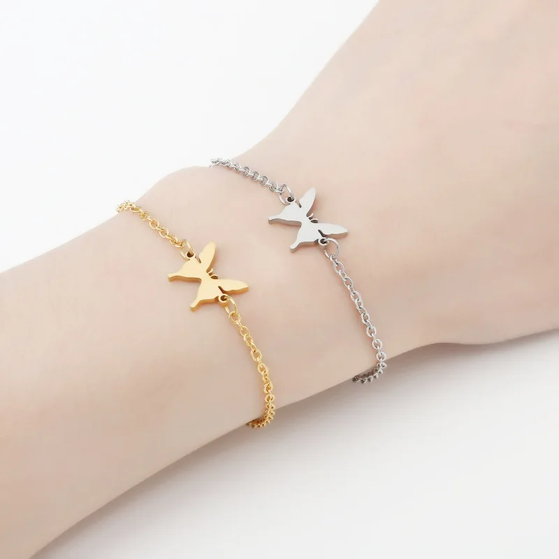 Europe/US Popular Stainless Steel Microinsert Plating Butterfly Lady Bracelet Environmental Friendly Simple Hand Ornaments