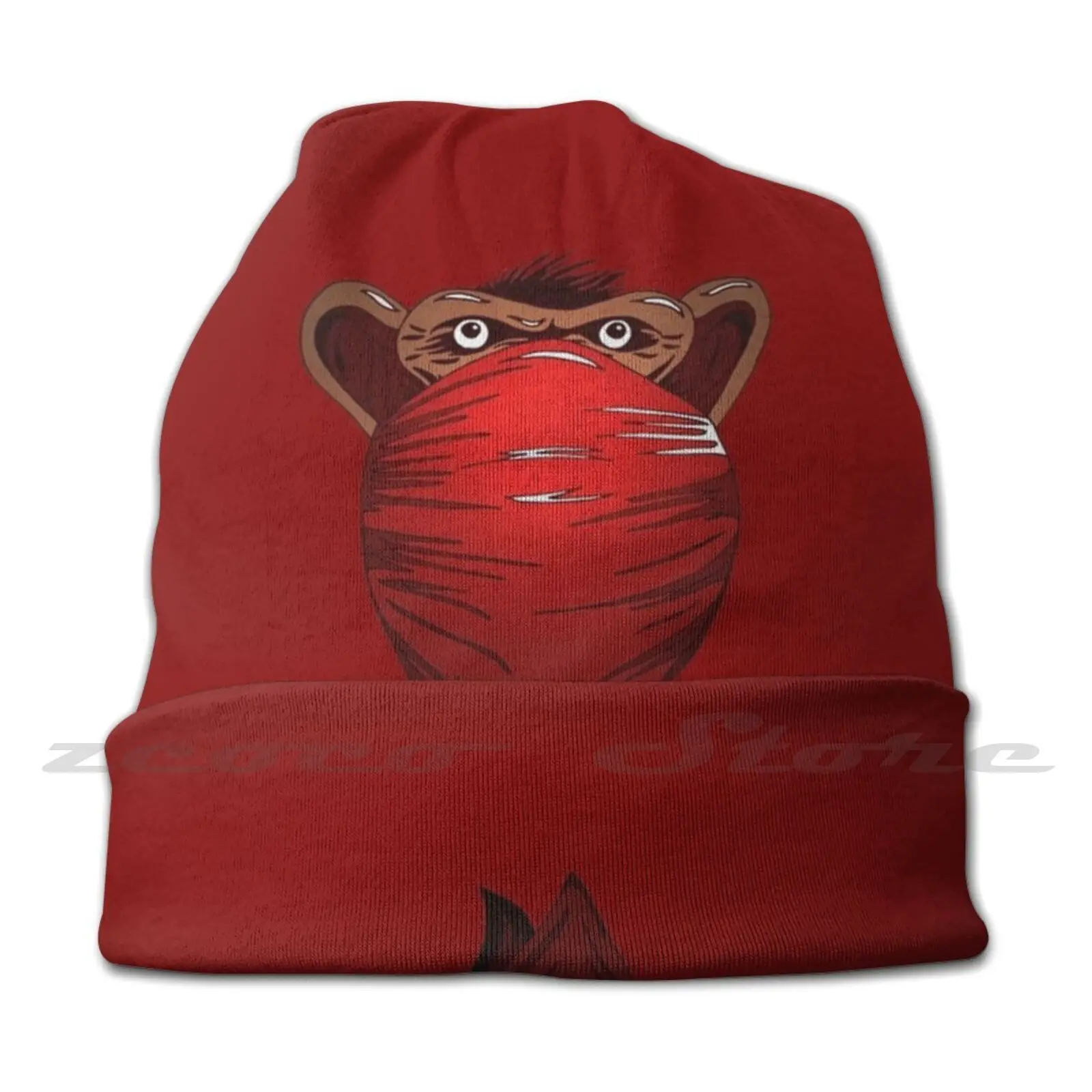 Bandit Monkey Knit Hat Elastic Soft Personalized Pattern Present Cap Ape Bandit Chimp Chimpanzee Comic Monkey Humour Funny