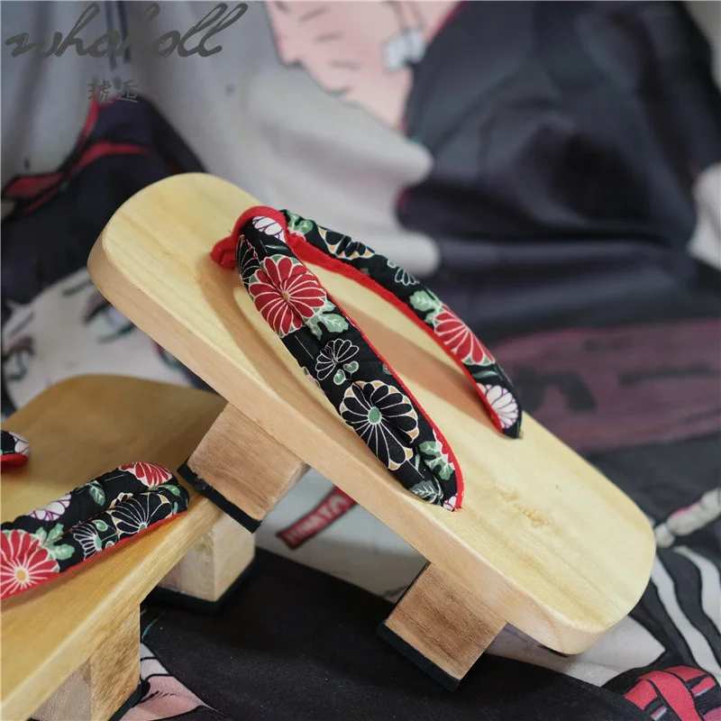 WHOHOLL Clogs Für Frauen Zwei-zähne Plattform Hausschuhe Flip-Flops Japanischen Holz Geta Animation Cosplay Schuhe Sommer Hausschuhe