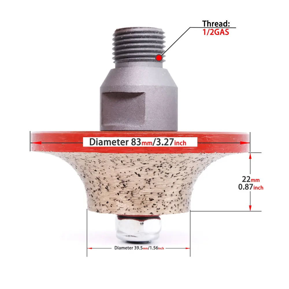 B20 1/2GAS ThreadDiamond Profile Wheel Sintered Router Bit  CNC Tool For Granite Marble Concrete Edge Grinding Abrasive