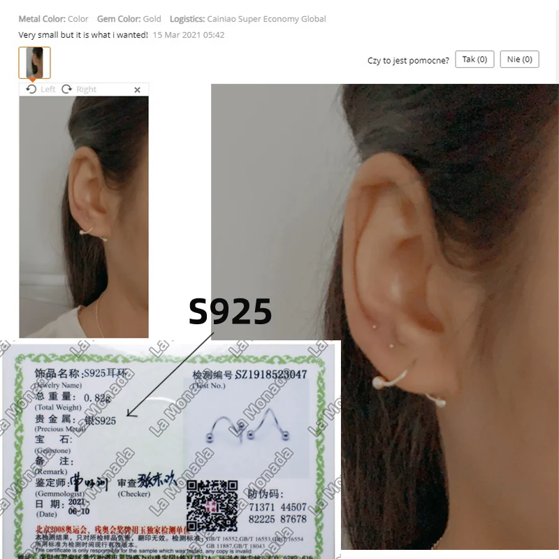 La Monada Bead Spiral Hoop Earrings For Women Silver 925 Fine Women Earrings Jewelry Design Hoop Earrings 925 Sterling Silver