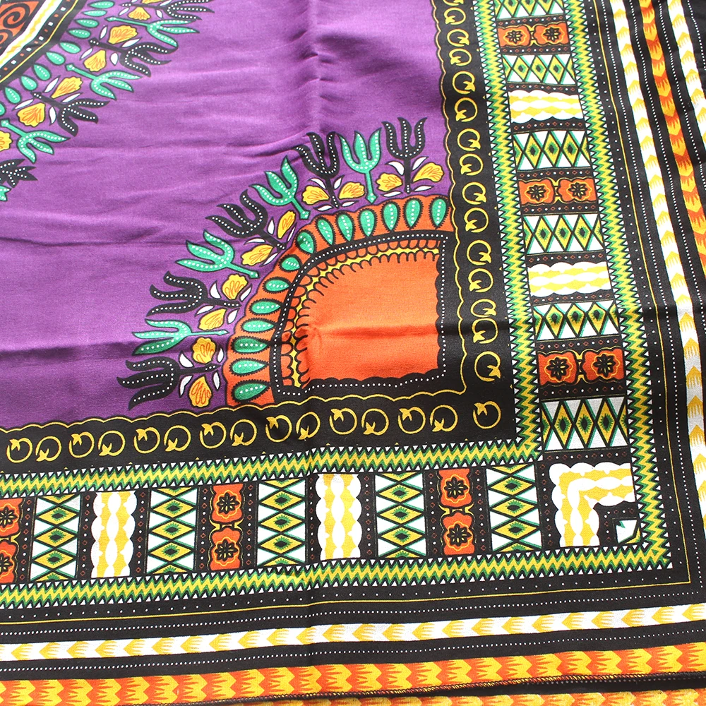 2019 Newest 100% Cotton African Dashiki Pattern Printed Purple Color Africa Ankara Fabric