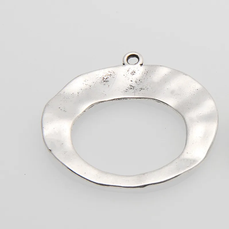 10pcs  Silver Color Irregular Circle Charms Long Oval Pendant Jewelry Making Supplies Earrings Finding A3431/A3436