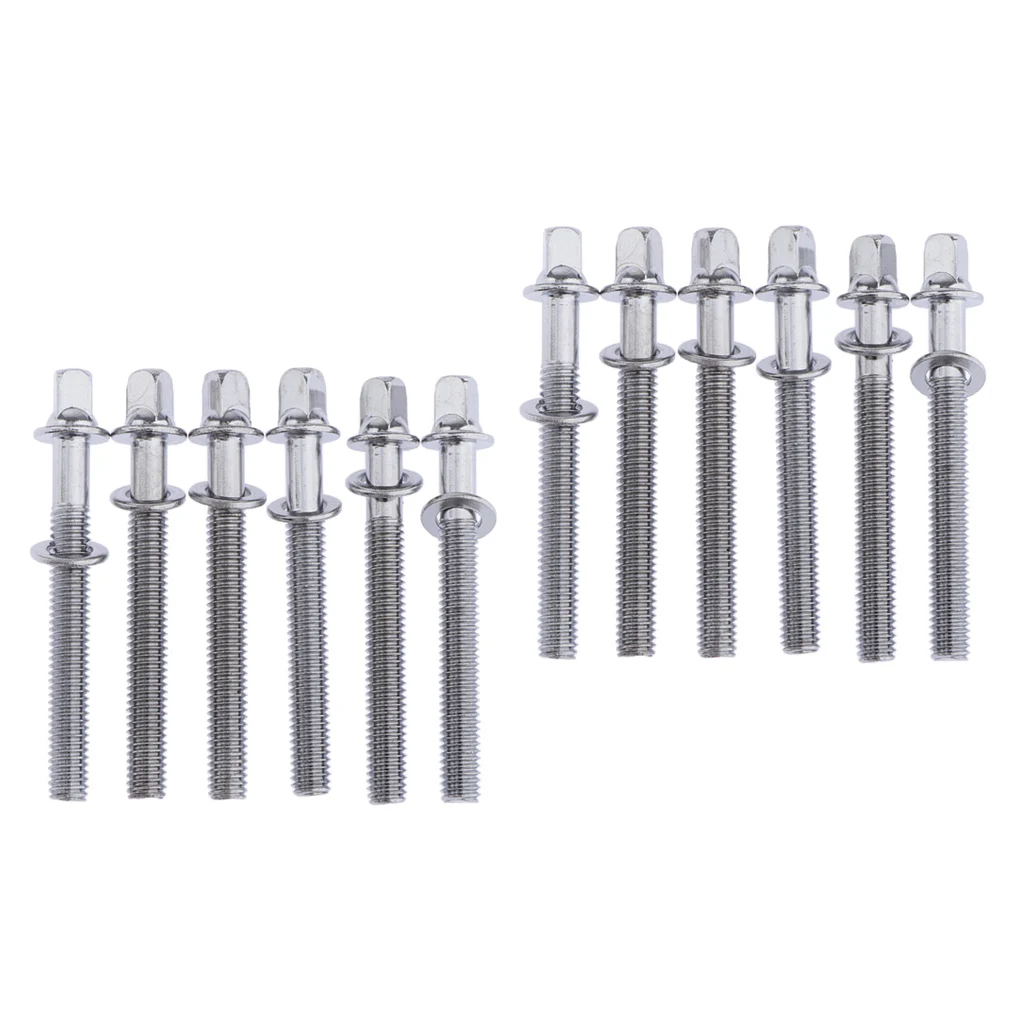 12 Pieces 5mm Drum Tension Rods with Washers / Drum Screws / Tension Screws 60mm Length