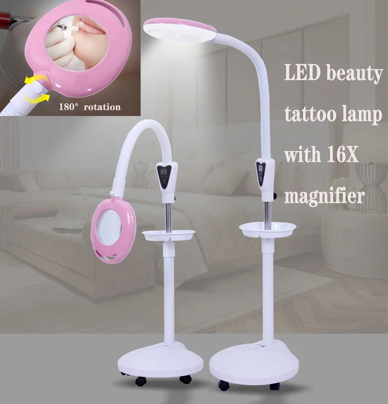 

LED Beauty Cold Light Lamp 16 Times Magnifying Glass Dimmable Eyebrow Makeup Lighting Manicure Tattoo Salon Shadowless Lamp