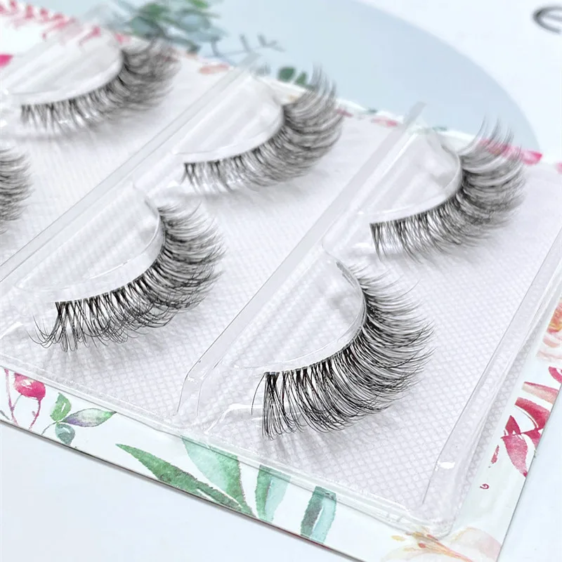 NEW Wholesale Mink Eyelashes 3pair lashes invisible band mink lashes reusable false eyelashes Makeup in Bulk