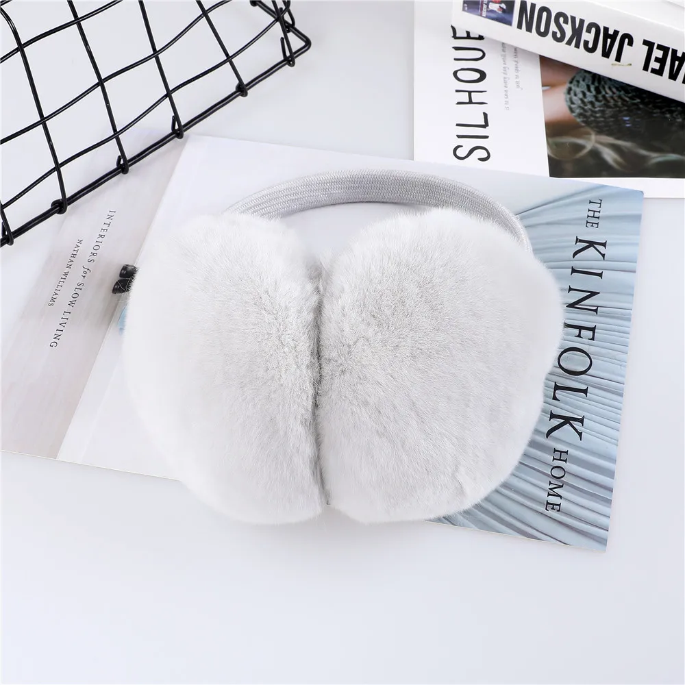 2024 New Aarrival Unisex Women\'s Winter Warm Rex Rabbit Fur Earmuffs Girls Ear Muffle Earflap Ear Cover Double Sided