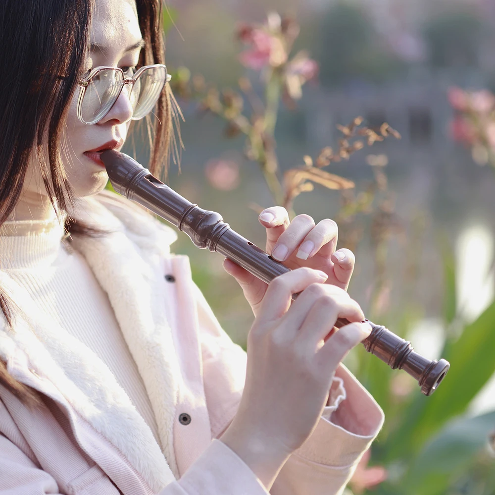 8 Hole Flute Resin Musical Flauta Instrument Recorder Long Beginner Flute Woodwind Instruments Kids Gifts with Cleaning Stick