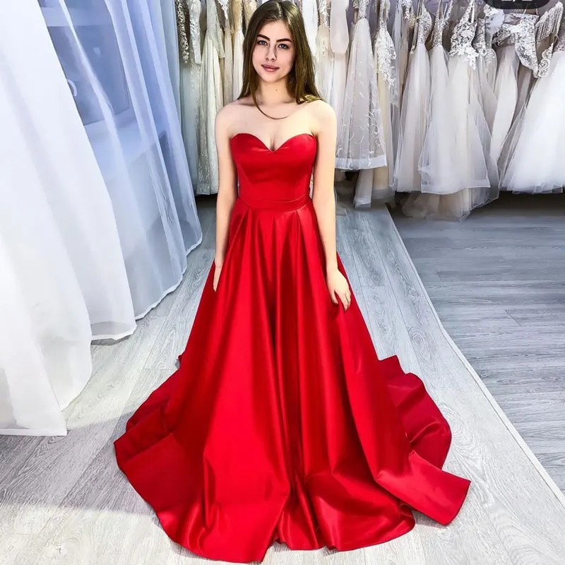 فساتين السهرة Nieuwe Stijl Sexy Strapless Avondjurk Prom Party Dress Robe De Soiree Suknie Wieczorowe Eenvoudige Robe De Soiree