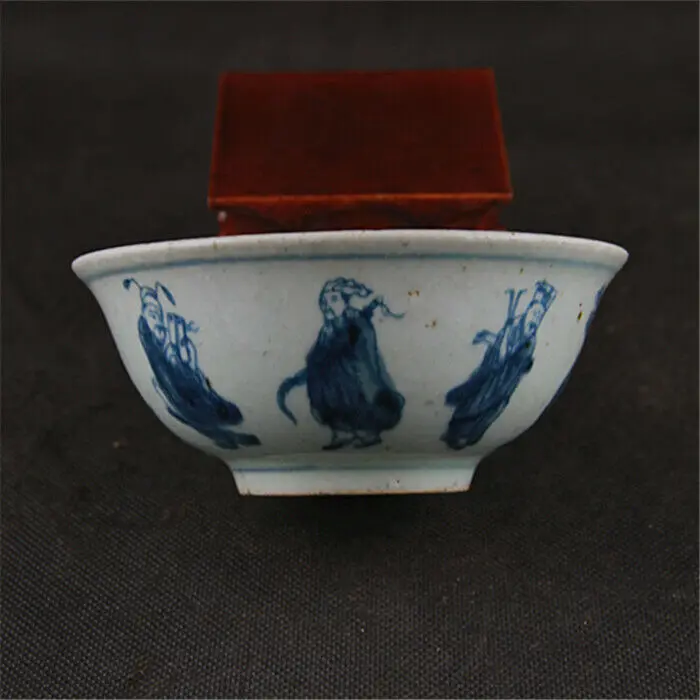 Chinese Blue and White Porcelain Qing Eight Immortals Design Bowl 5.1 inch