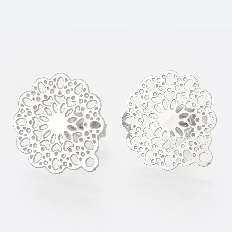 10pcs stainless steel Pin Findings Stud Earring Basic Needle Post Stoppers For Hollow flower DIY Accessories For jewelry making