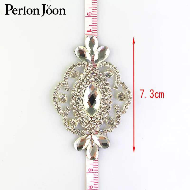 4pcs DIY silver iron on crystal leaf rhinestone patch glass hot fix applique decoration shoes wedding dress accessories TJ065