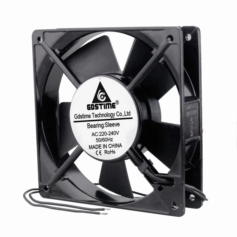 

2pcs Gdstime 120mm 12025 AC Brushless Fan AC 220V 240V Axial Fan 120x 120x 25mm 12cm 2Wire Cooling Cooler Case Fan