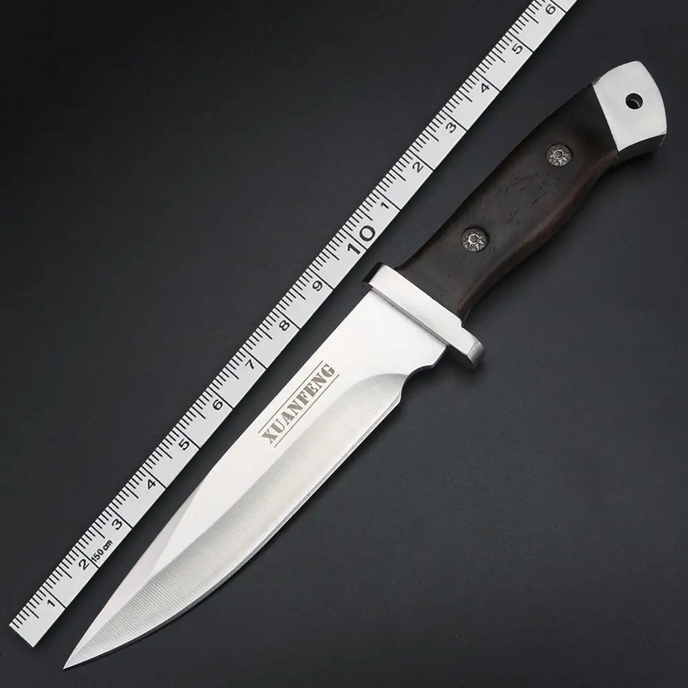 XUAN FENG Outdoor Knife Camping High Hardness Survival Knife Handmade Hunting Straight Knife Tactical Cold Weapon Knife