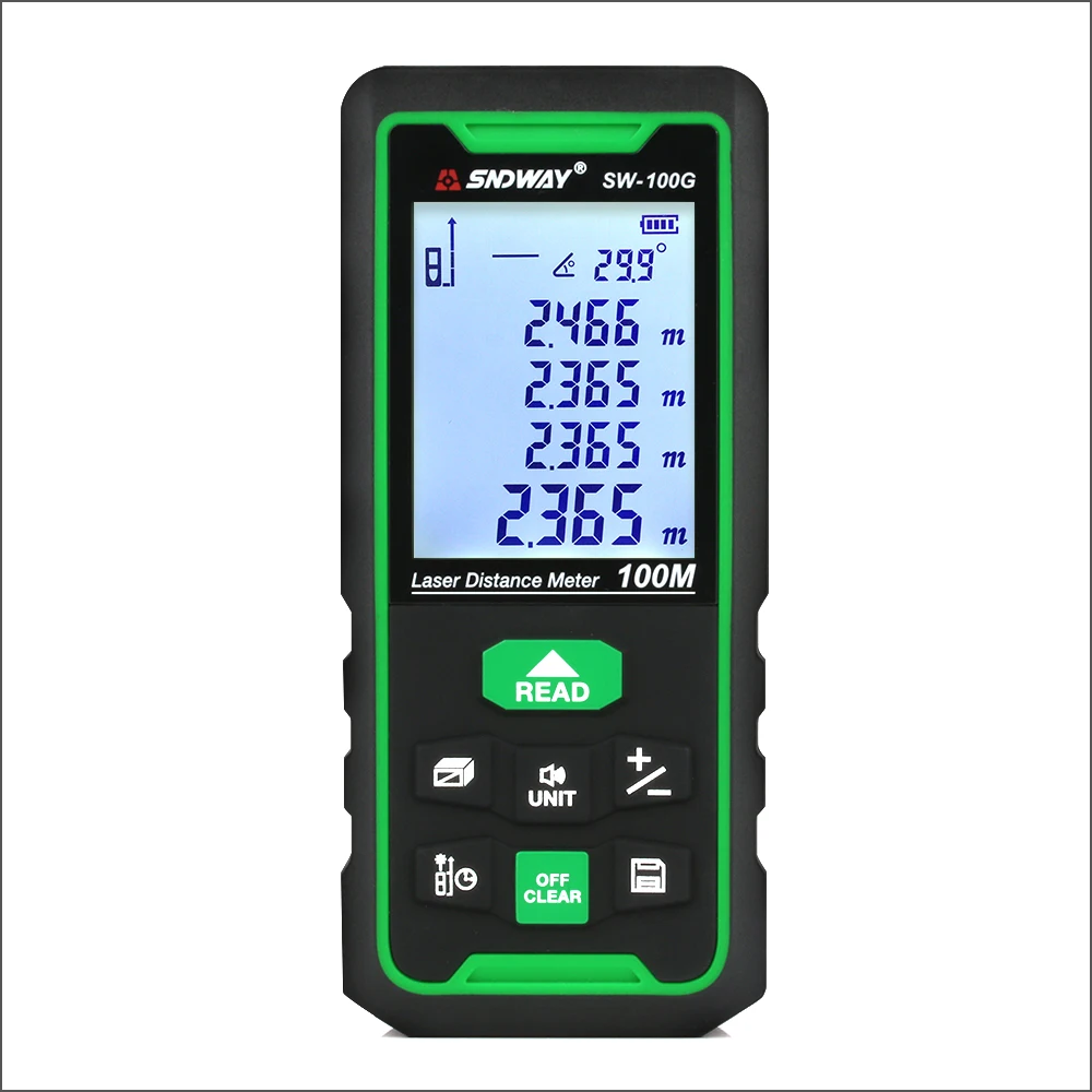 SNDWAY Laser Rangefinder Green Lines Distance Rangefinder Digital Range finder Laser Tape Distance Ruler Sensor Distance Meter