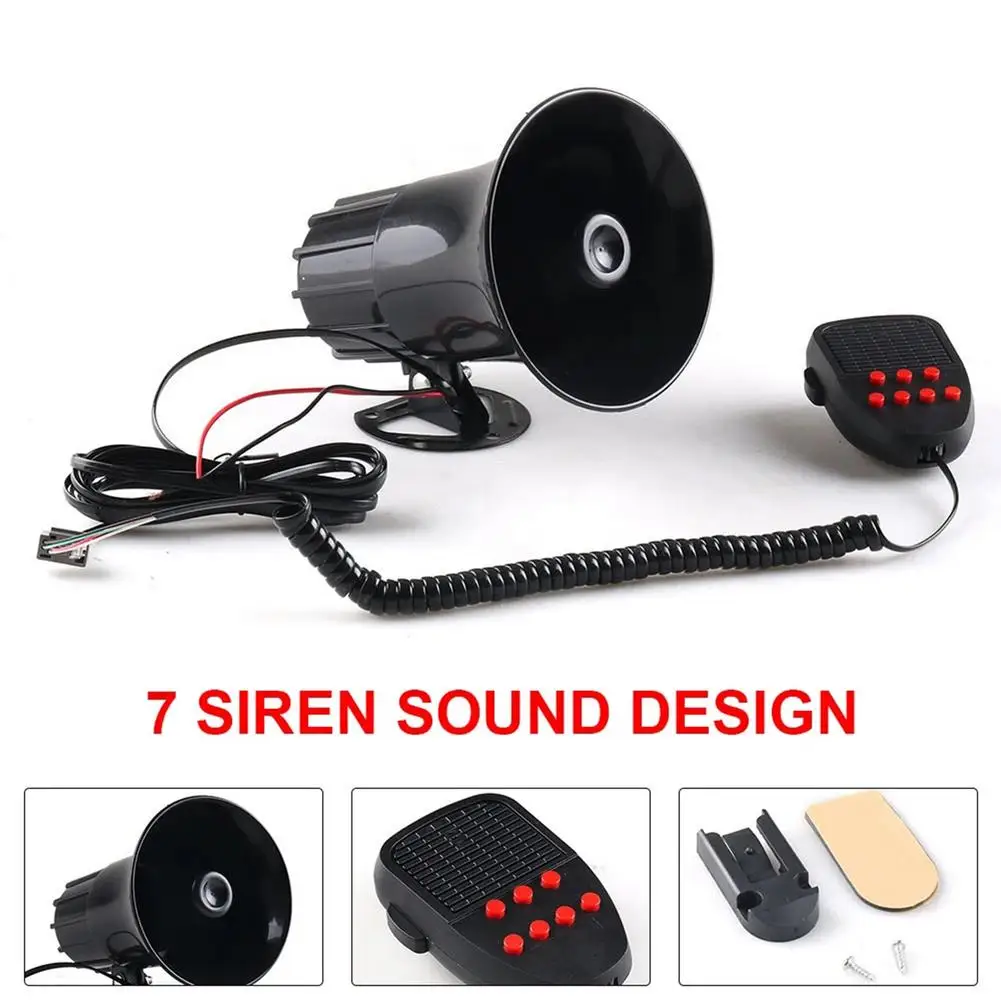 

Car Air Siren Horn Police Fire Warning Alarm Loudspeaker 7 Sounds Microphone Speaker 12V 24V 50W For Vehicle Truck Accessories