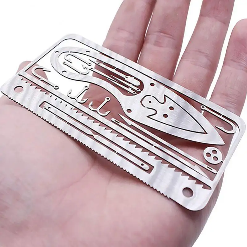 

Outdoor EDC Stainless Steel Fishing Hook Card Portable Fishing And Hunting Multi-function Tool Card EDC Camping Survival Card