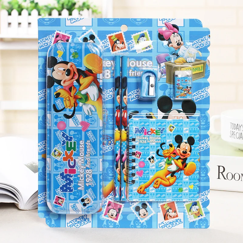 7-piece Disney Princess Stationery Set Cartoon Stationery Box Pencil Eraser Ruler Notebook Set Colorful School Supplies Gift