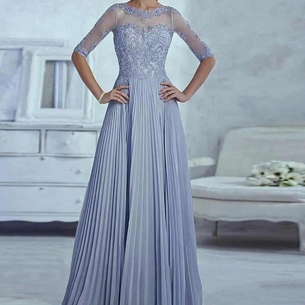 2022 elegante mãe da noiva vestidos meia manga apliques moda feita sob encomenda elegante uma linha vestido de festa de casamento