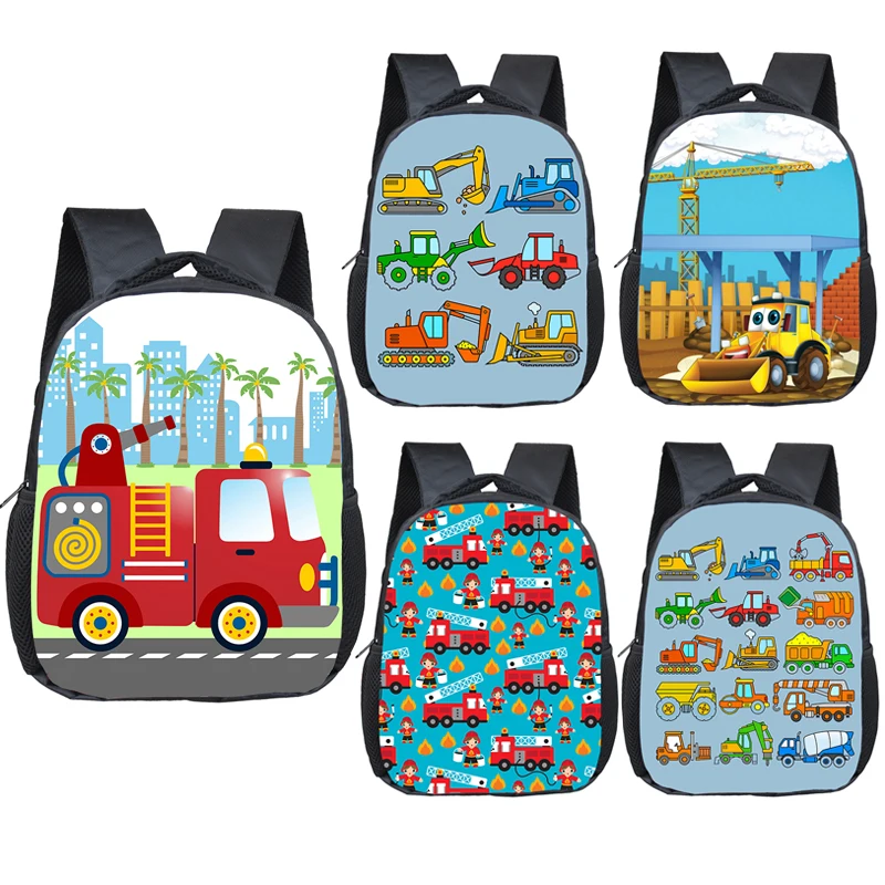 

Cartoon Firetruck Excavator Tractor Backpack Children School Bags Kids Kindergarten Bag Baby Toddler Backpack Boys Book Bag Gift