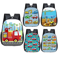 Cartoon Firetruck Excavator Tractor Backpack Children School Bags Kids Kindergarten Bag Baby Toddler Backpack Boys Book Bag Gift