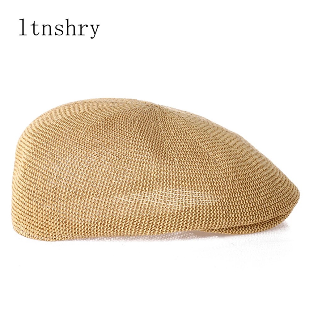 2019 Summer Hat Mens Berets Peaky Blinder Beret Homme Man Military Beret Mesh Dad hat Breathable Grass Yarn Sun Hats Flat Cap