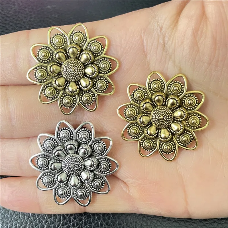 JunKang 10pcs 30mm flower zinc alloy connector pendant jewelry beads DIY handmade bracelet necklace accessories...