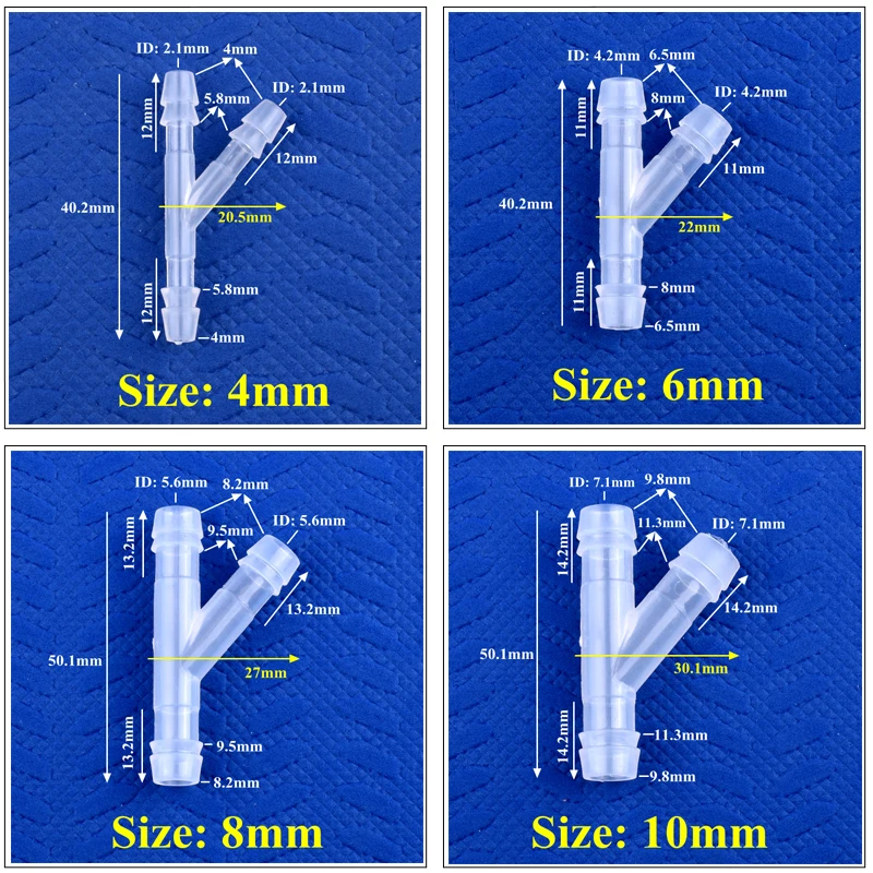 5 ~ 200 sztuk 4 6 8 10mm klasy spożywczej PP boczne złącza typu Y typu Y zbiornik akwarium rozdzielacza gazu pompy powietrza do nawadniania pagody