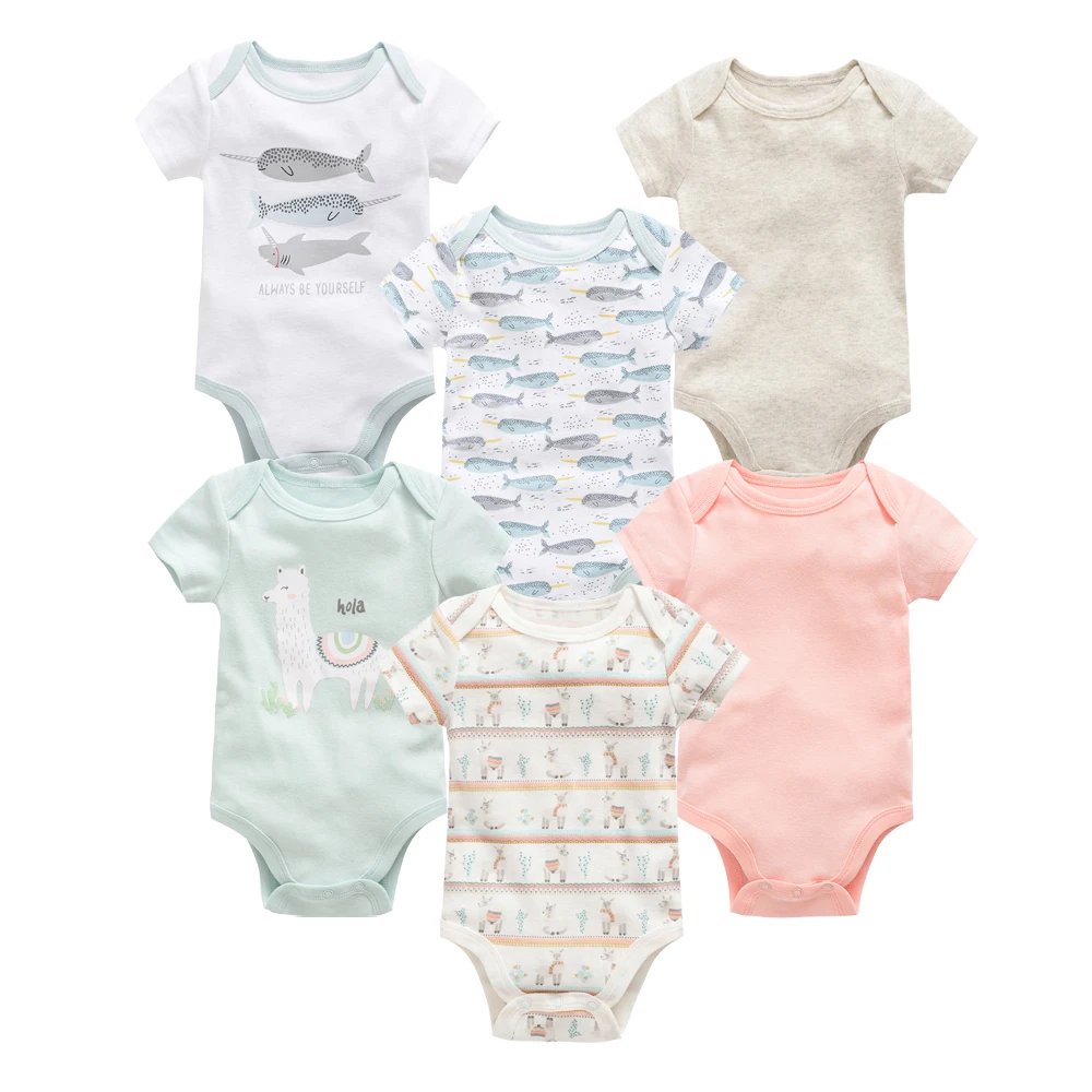 Unisex Body niemowlęce 3 6 sztuk/partia z krótkim rękawem lato Body Bebe ubrania 0-3 miesięcy Alpaca Design kombinezon dla niemowląt