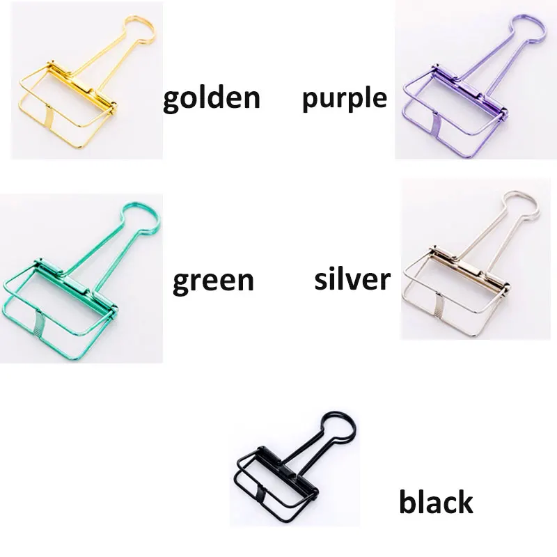 5pcs Multicolor Metal Binder Clip Paper Notes Clips Photo Message Ticket File Bookmark Clips Stationery Office Supplies