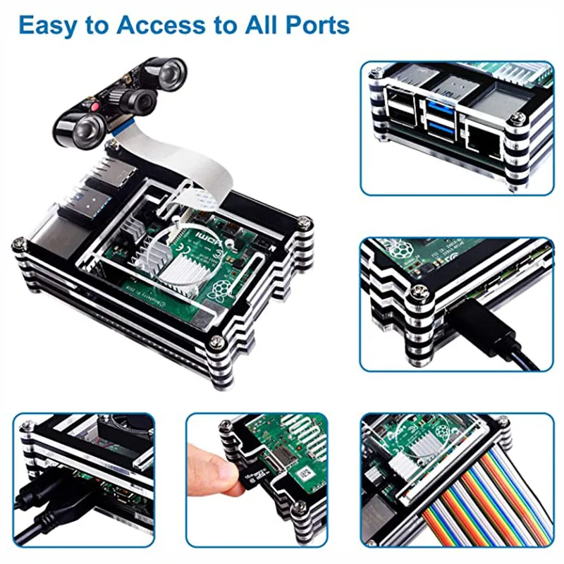 Obudowa Raspberry Pi 4 Model B z zestawem wentylatora + 4 szt. Radiatory do Raspberry Pi 4 Model B (płyta RPI 4 nie dołączona)