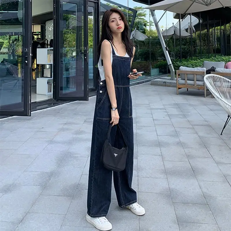 Jumpsuits Women Spring Denim All-match Leisure Elegant Stylish Retro Tender Basic Chic Streetwear Teenagers Cool Design Clothes