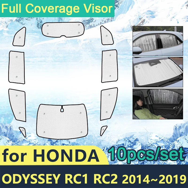 Full Cover Sunshades For Honda Odyssey RC1 RC2 2014~2019 Car Sun Protection Windshields Side Window Visor Shaby Accessories 2016