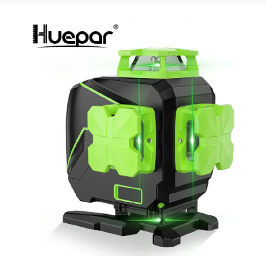 Huepar 16 lines 4D Cross Line Laser Level 4*360 Self-leveling Green Beam Lines with USB Charge Use Dry & Li-ion Battery S04CG-L