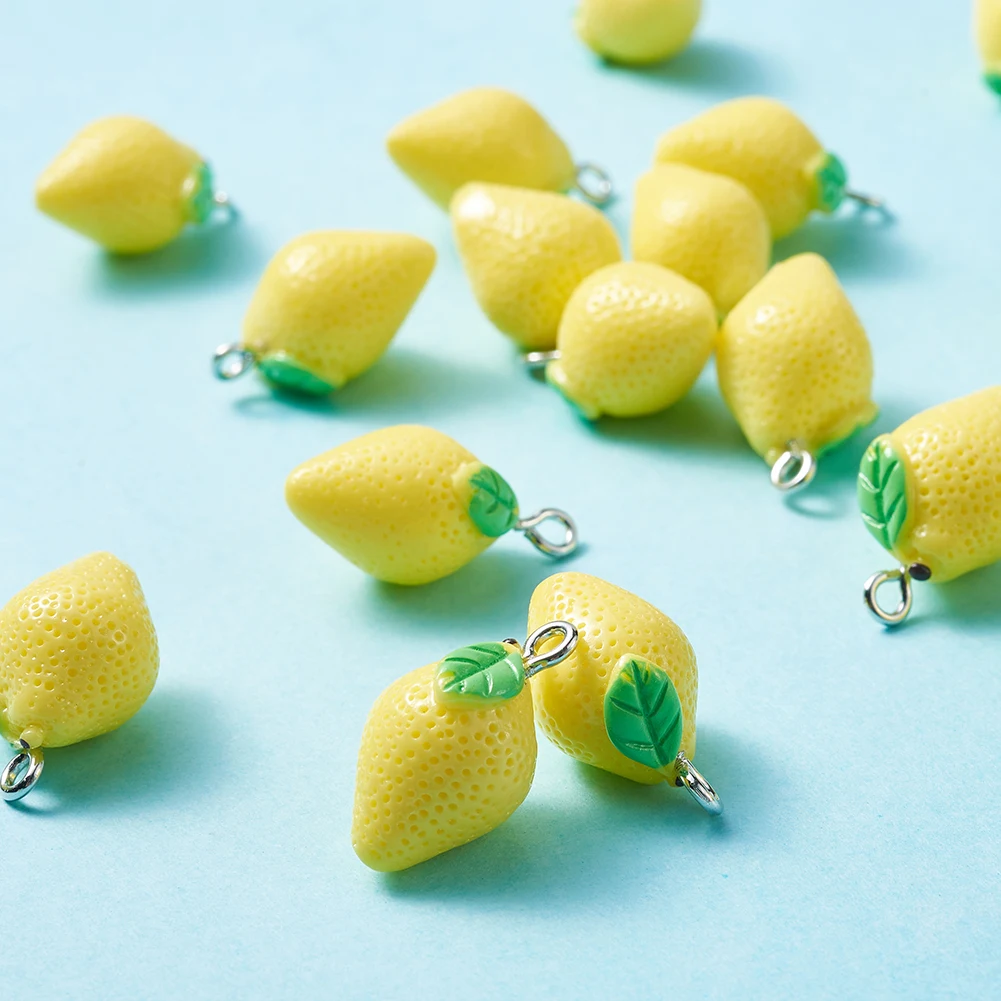 10pcs Yellow Lemon Resin Pendants Findings Fruit Resin Pendant Charms For Earring Necklace DIY Fashion Jewelry Accessories