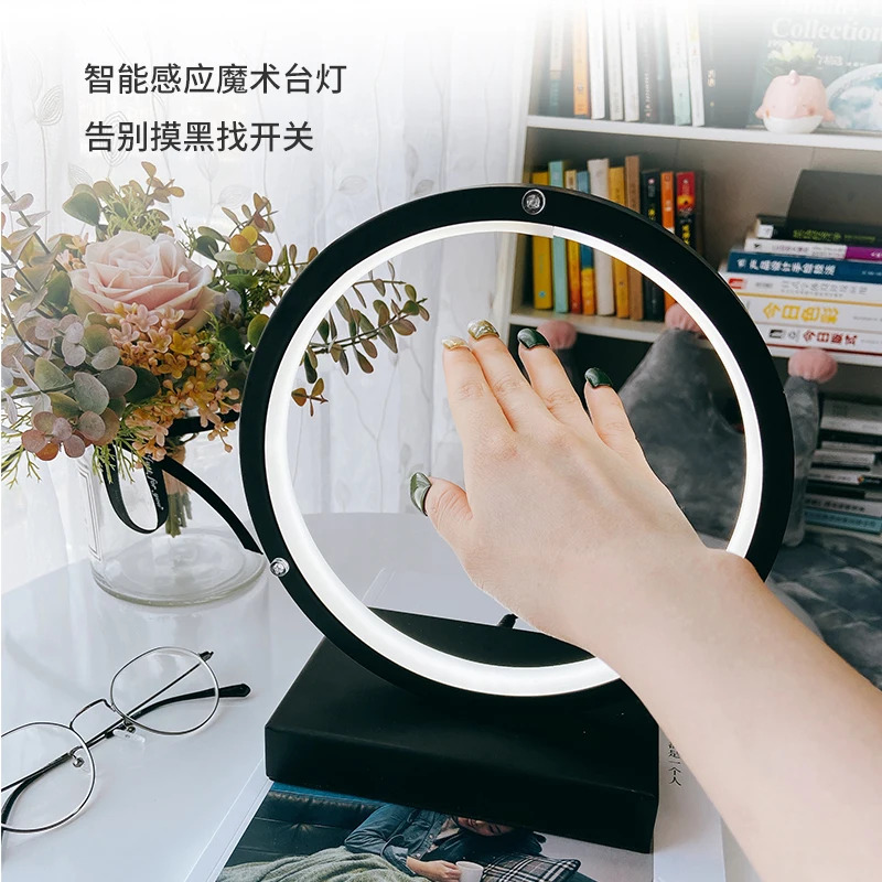 

Round table lamp bedroom bedside LED light modern decorative lamp can use hand should feel switch desk lamp with dimming