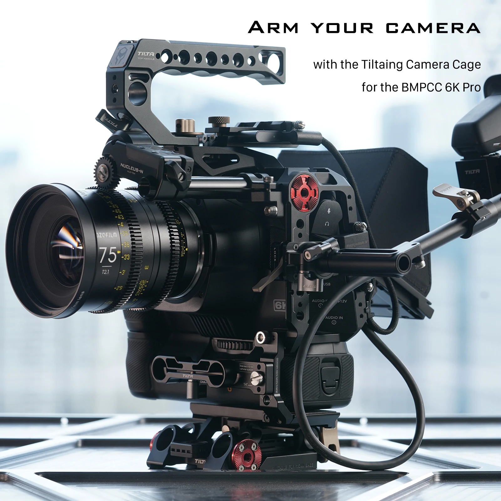 TILTA TA-T11-A BMPCC 6K Pro/G2 Camera Cage for BMPCC 6K Pro Dslr Rig Accessory top Handle R/S cable Baseplate