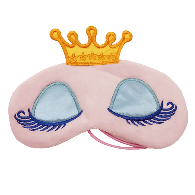 Hot Lovely Pink/Blue Crown Sleeping Mask Crown Eyeshade Eye Cover Travel Cartoon Long Eyelashes Blindfold