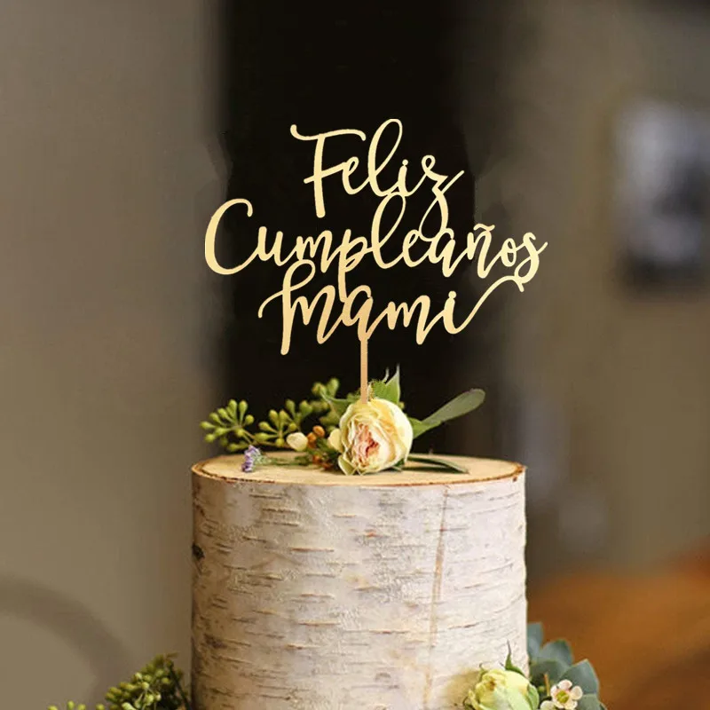 Adorno de Feliz cumpleaños para tarta de mamá, día de la madre, adorno de pastel español, adorno de pastel único para mamá