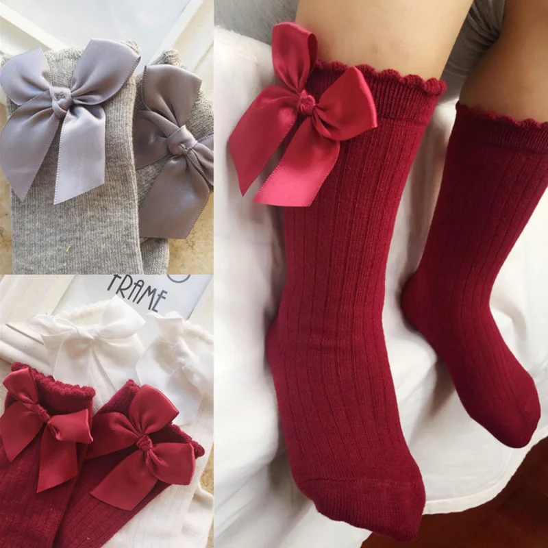 Baby Socks Girls Knee High Bow Stocking Girl Sweet Baby Stockings Long Tube Leg Warm Kids Children Boot Sock