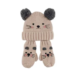 2023 New Winter Cartoon Knitted Hats and Gloves Sets  for Baby  Girls kids children's