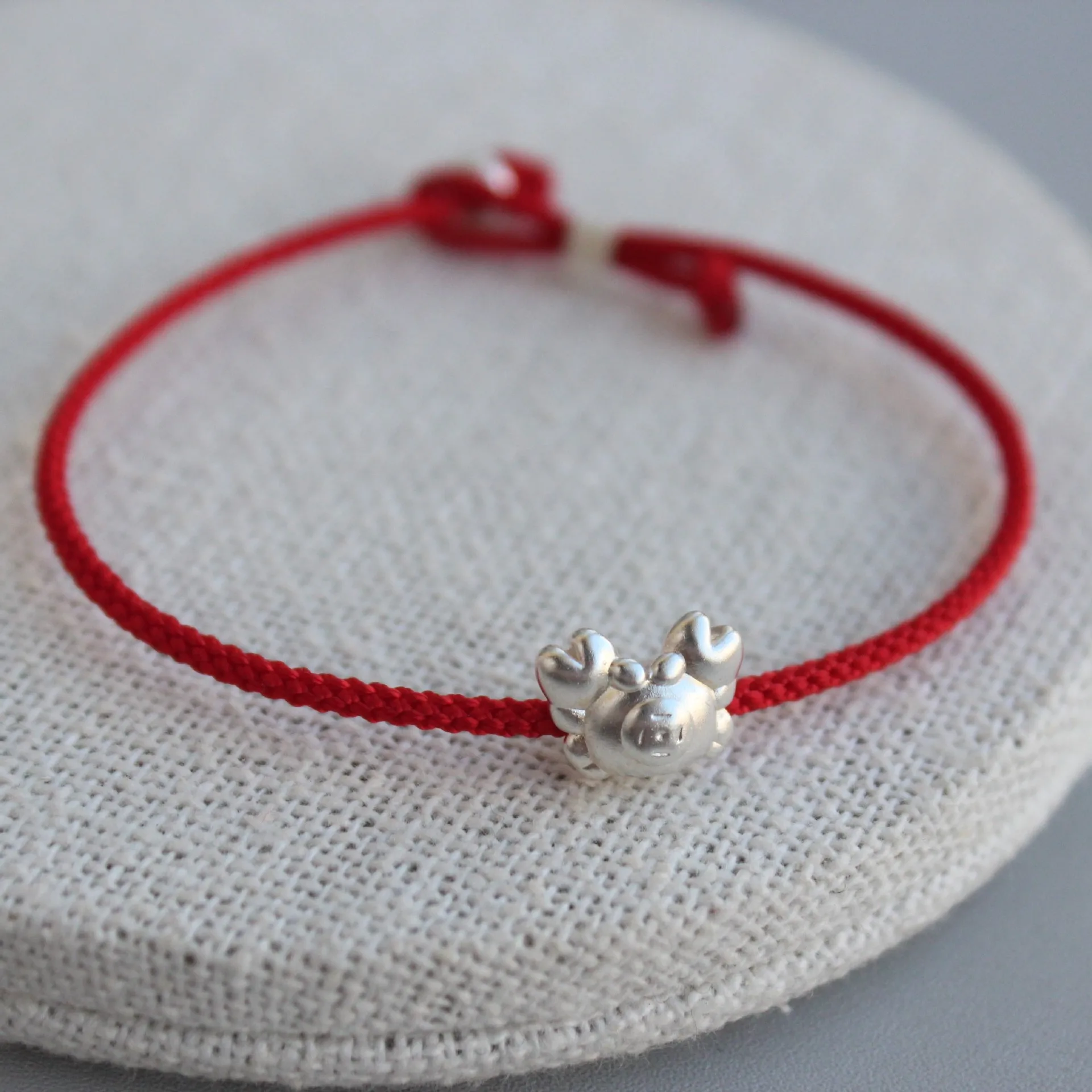 La Monada 18/21cm Crab Red Thread For Hand 999 Pure Silver Bracelet Women Rope Red Thread Bracelets For Women Silver 999