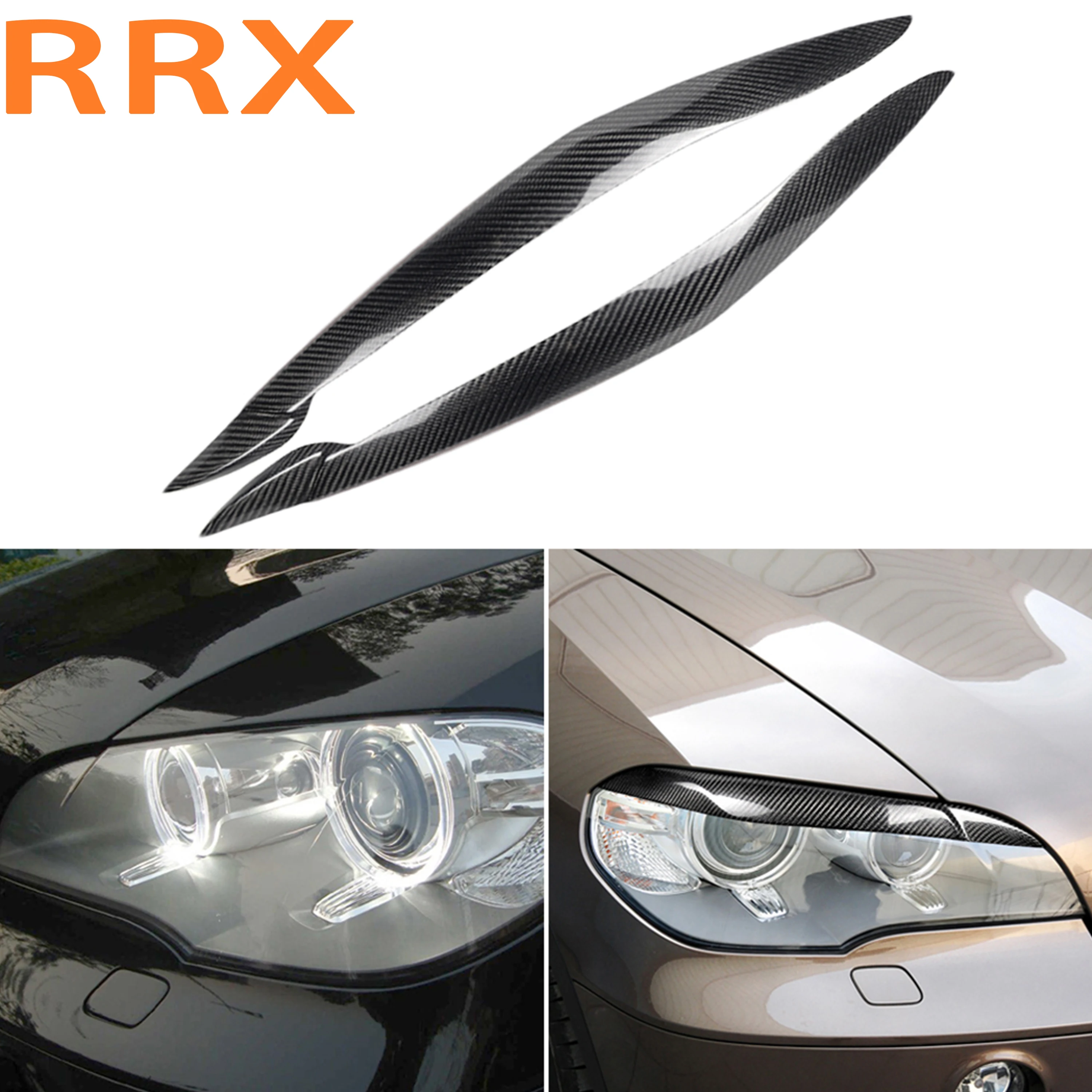 

For BMW X5 E70 2010 2011 2012 Headlight Eyebrows Carbon Fiber Decal Decor Eyebrow Eyelid Car Stickers Trim Cover