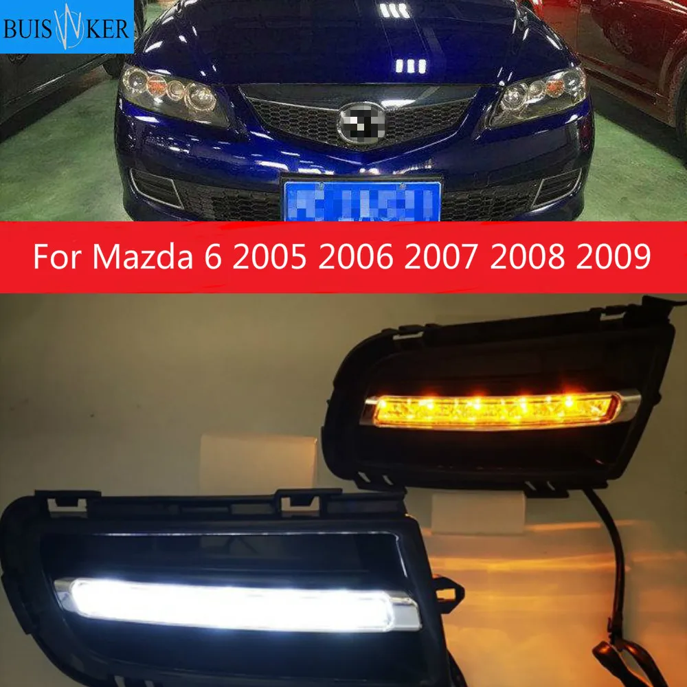 

1Pair DRL For Mazda 6 Mazda6 2005 2006 2007 2008 2009 Daytime Running Lights fog lamp cover headlight 12V Daylight