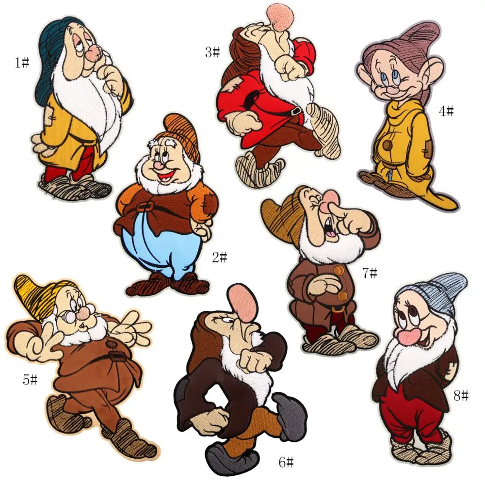 New Arrival Seven Dwarfs Embroidery Patches Applique Sew On Jeans Or Bags 1PC/Lot Sewing Supplies Decorative Patches EP6000