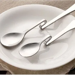1PC Cute Curved Coffee Spoon Teaspoon Unique Condiment Drink Hanging Tea Coffee Dessert Stainless Steel Drink Tableware